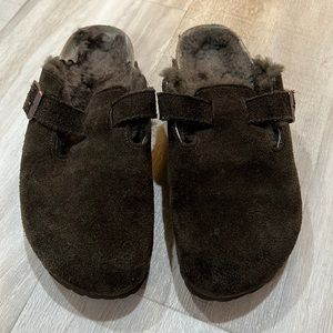 Birkenstock Boston Shearling suede leather fur lined clog